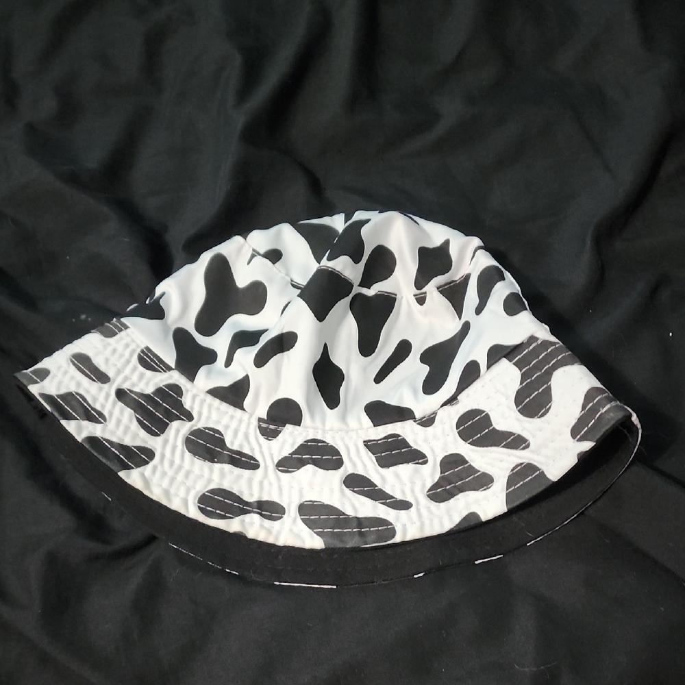 Reversible Black and White Cow Print Bucket Hat